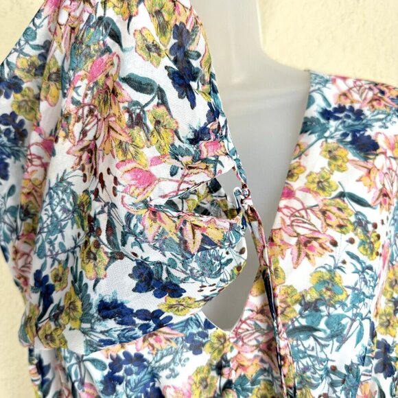 Taylor SZ 8 Chiffon Midi Cottage Fairy Floral Layerd Artsy Dress Empire Waist - Picture 4 of 12